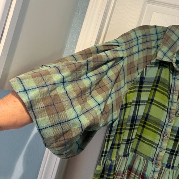 FREE PEOPLE MOON BAY SIZE XL PLAID TUNIC CAN FIT 2X - Picture 2 of 4